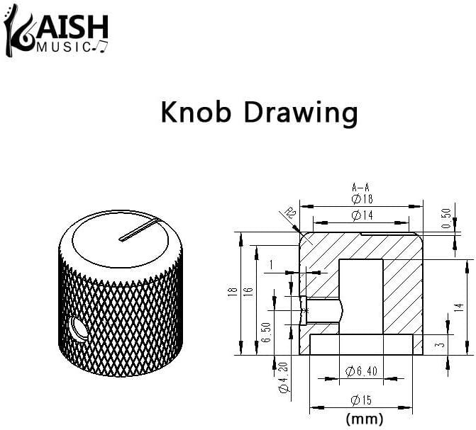 KAISH Set of 2 Aluminium Metal Flat Top Guitar Bass Knobs Guitar Volume/Tone Control Knobs 1/4" Universal Potentiometer Pot Knobs with Indicator Line for Tele/Telecaster Gold - Image 2